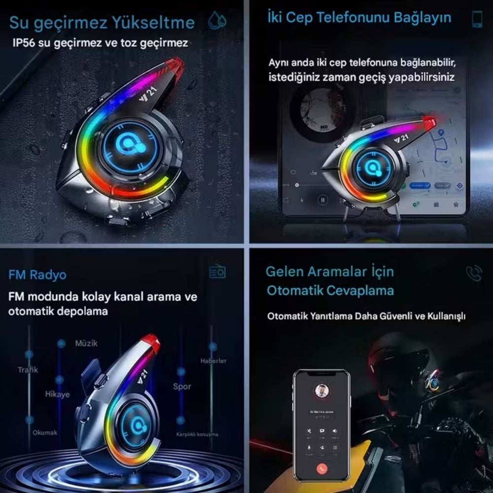 Y21 İntercom Motosiklet Kaskı İçin Kulaklık Ve Mikrofon