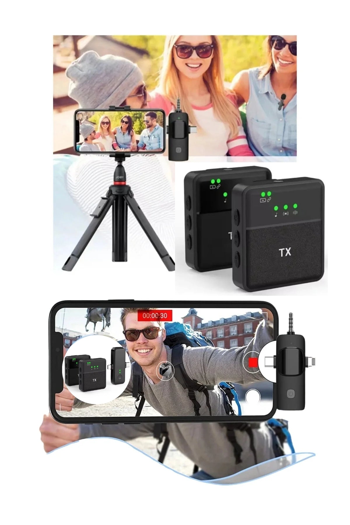 F16 Çift Mikrofon Kablosuz Yaka Mikrofonu