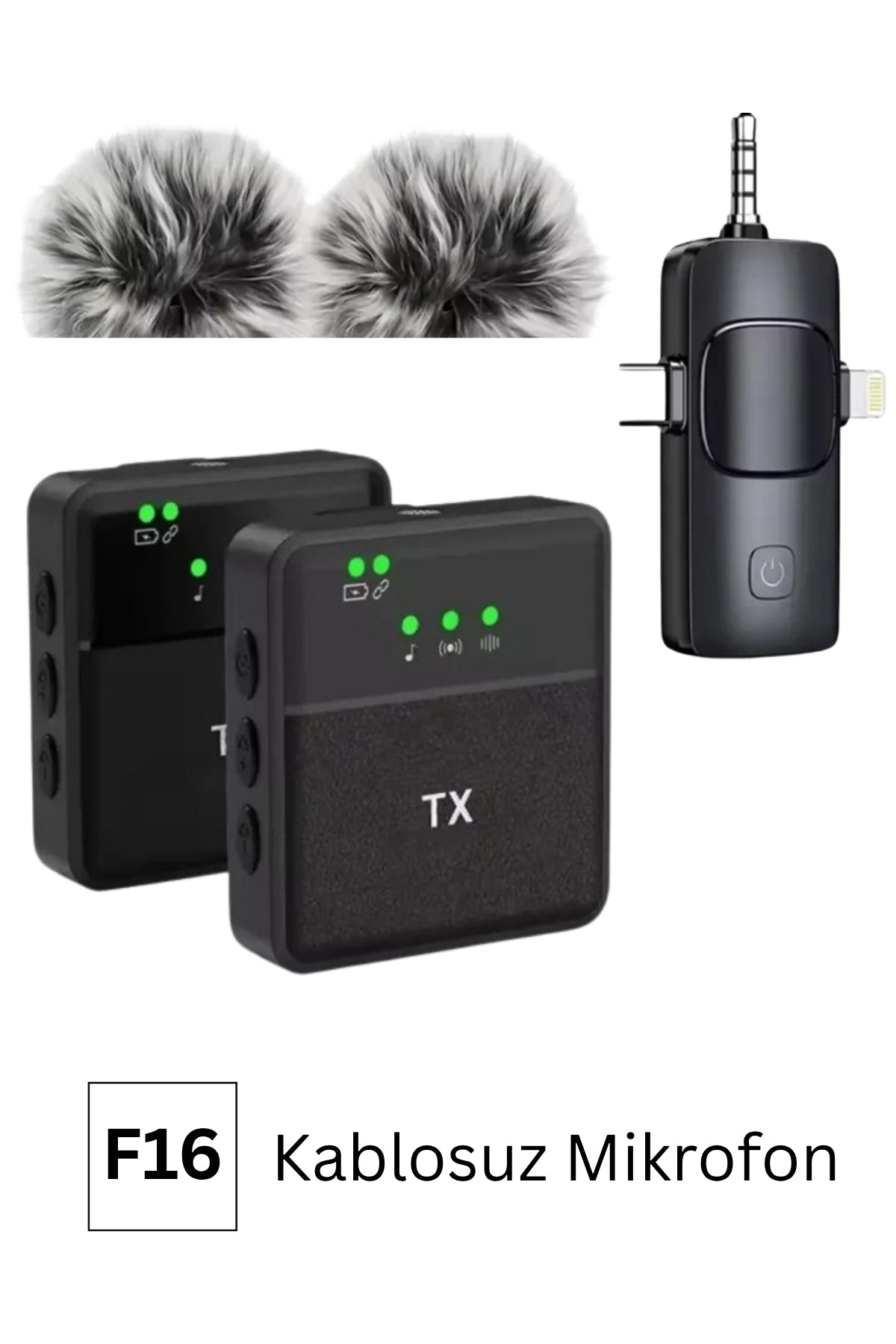 F16 Çift Mikrofon Kablosuz Yaka Mikrofonu