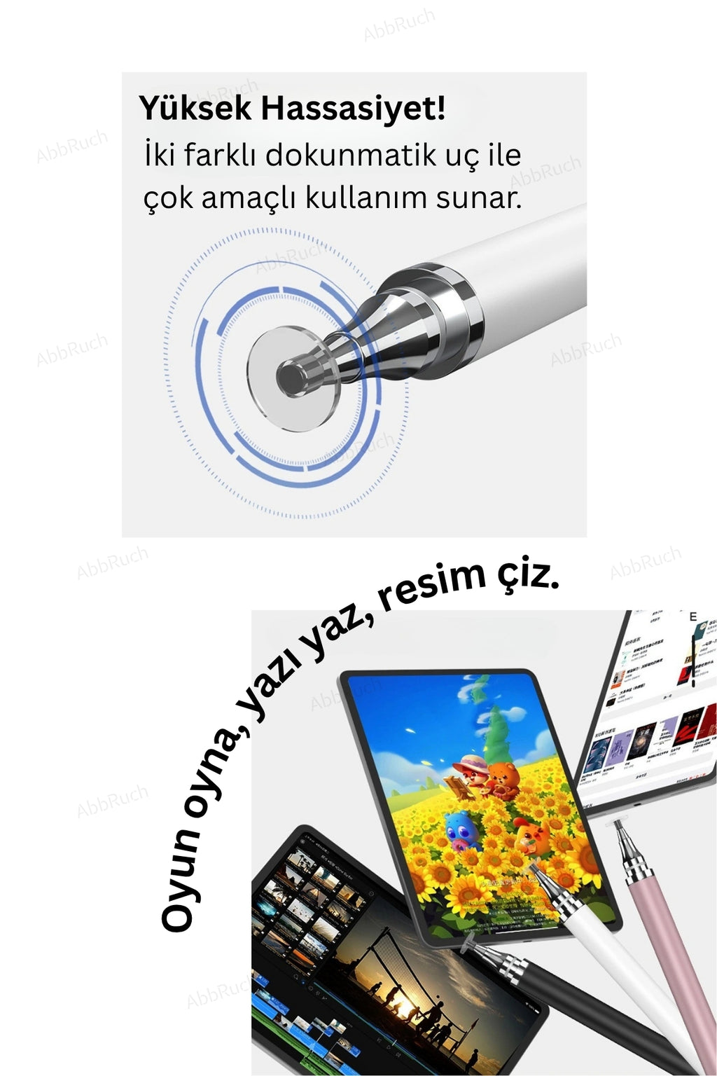 2in1 Dokunmatik Kalem - Hem Tükenmez Hem Dokunmatik