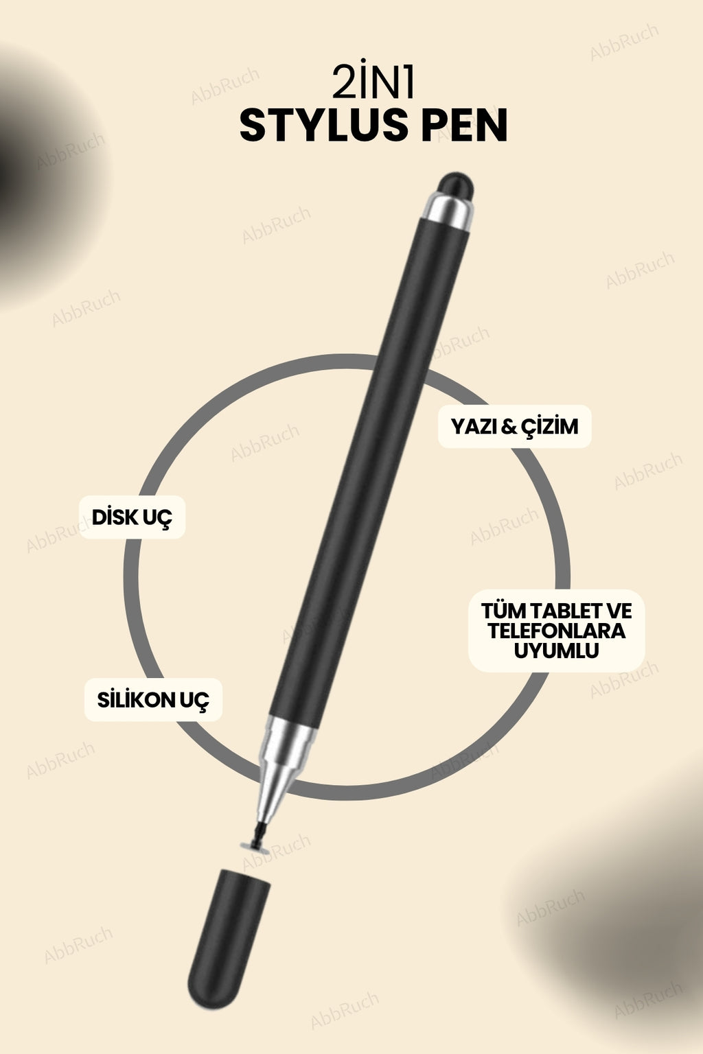 2in1 Dokunmatik Kalem - Hem Tükenmez Hem Dokunmatik